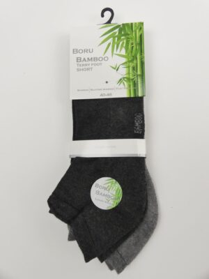 Bamboe sokken heren badstof enkelsok 2-pak